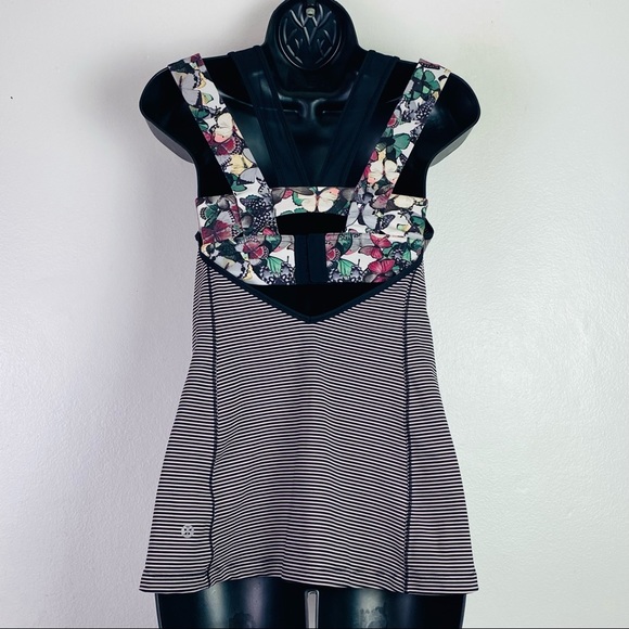 lululemon athletica Tops - Lululemon Super Sport Tank Black Pink Butterfly 6